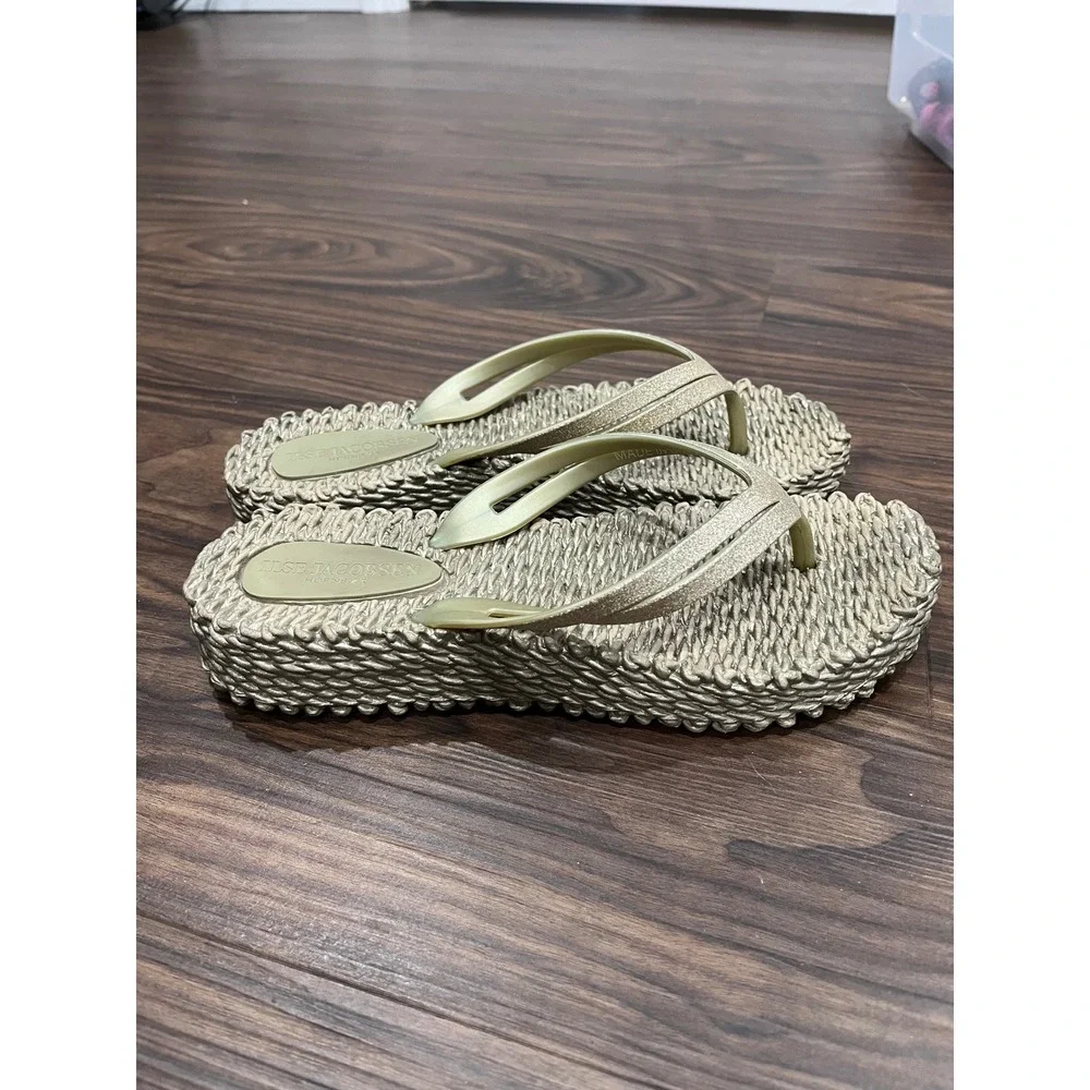 Ilse Jacobsen Hornbaek Cheerful Flip Flops Bundle 3 Pairs Metallic Gold Silver 7 - Picture 4 of 9